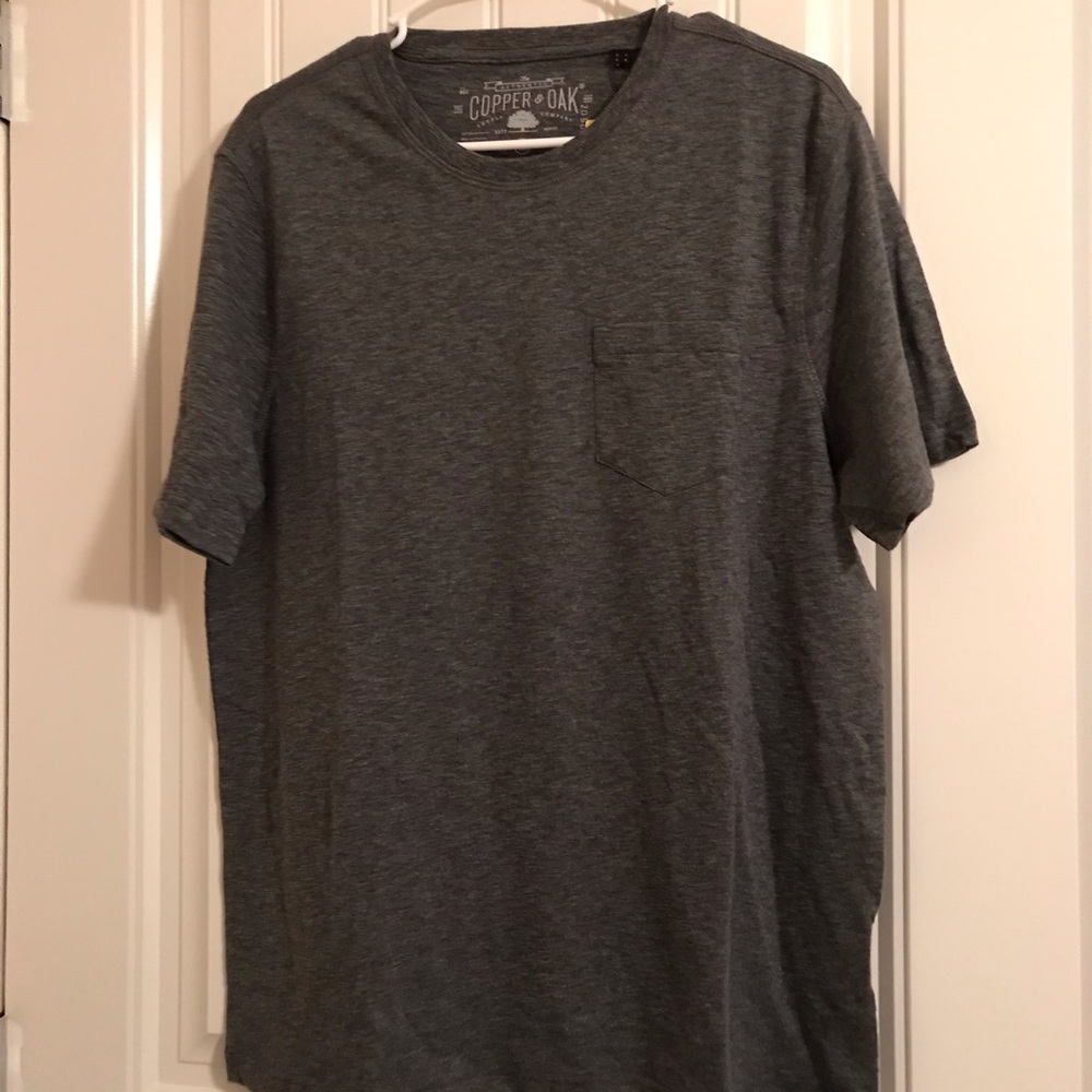 Copper & Oak Mens Crew T-Shirt w/Chest Pocket Grey